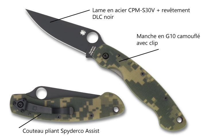Caractéristiques du couteau Spyderco Military C36