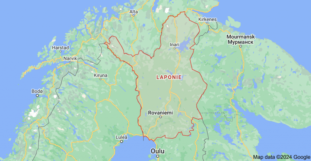 Laponie et son territoire située à cheval sur la Norvège, la Suède, la Finlande et la Russie