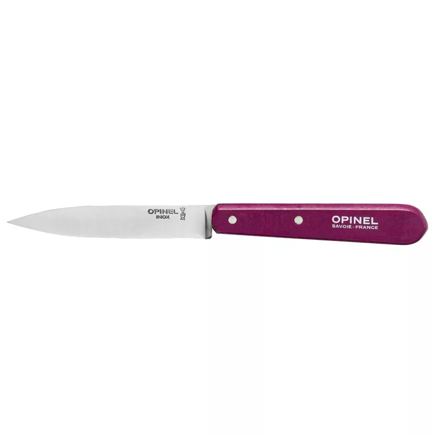 Couteau d'office français Opinel n°112 avec manche de couleur aubergine et lame de 10 cm